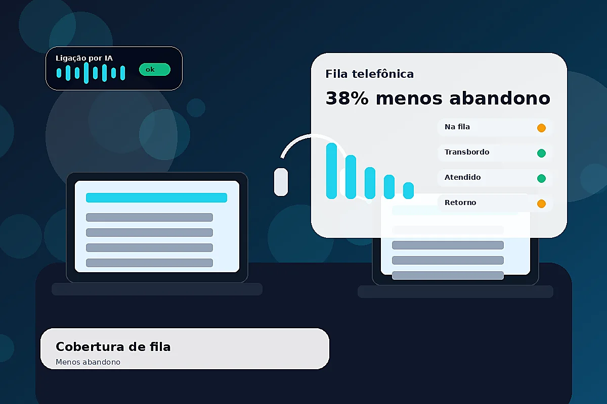 IA para cobertura de fila telefônica e redução de abandono de chamadas