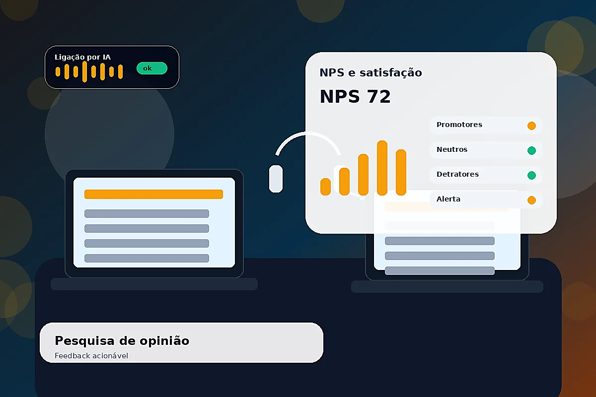 IA para pesquisa de opinião, NPS e satisfação por telefone