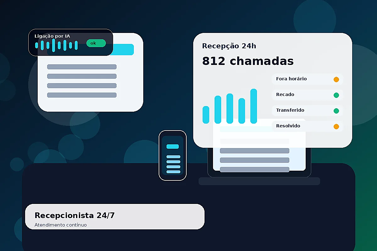 IA recepcionista 24 horas para atendimento telefônico automático