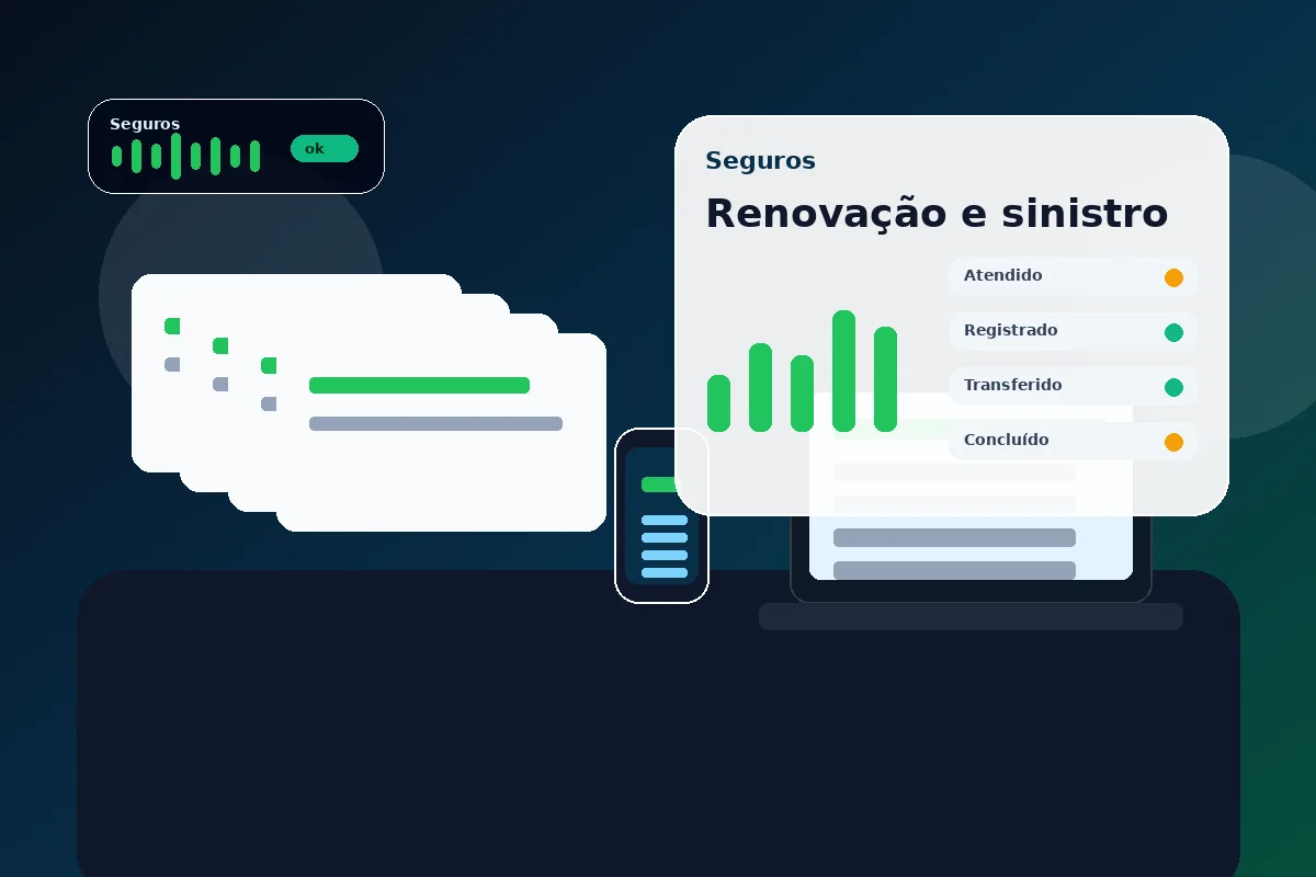 IA por telefone para corretoras de seguros, renovação e sinistro
